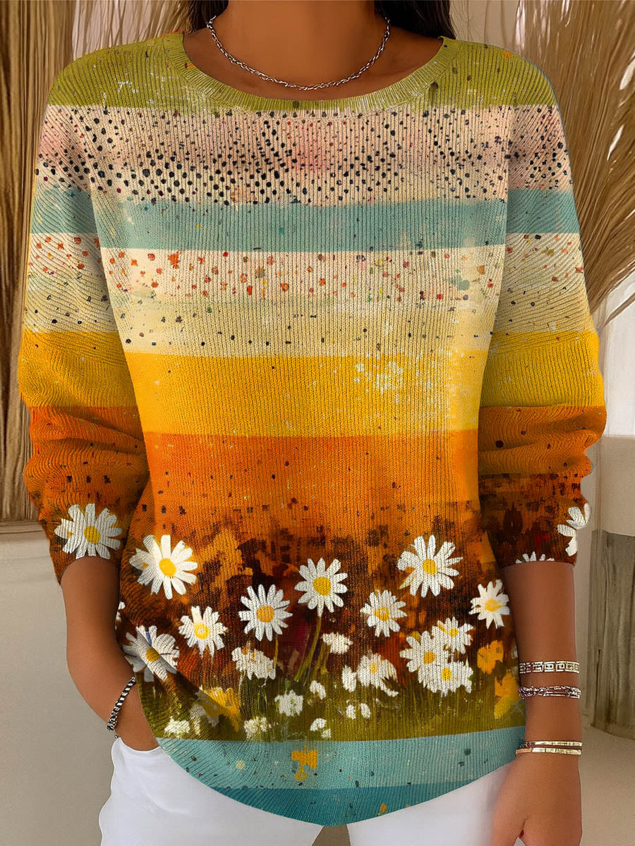 womens-gradient-floral-pattern-art-print-casual-pullover-sweater