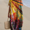 Sunshine Summer Garden Quilt Art Printed Women's Flowy Dress