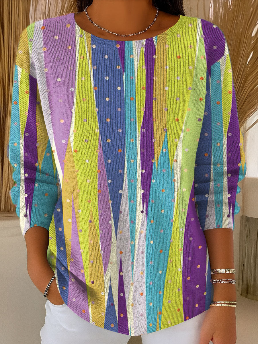 womens-changing-vertical-stripes-and-polka-dots-pattern-casual-pullover-sweater