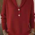 Retro Elegant Soft Shawl Collar Button Sweater Top