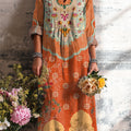 Women's Ethnic Diamond Geometric Floral Painting Art Print Dress