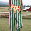 Women's Lovely Cow Art Print Casual 100% Cotton Wide Leg Jumpsuit