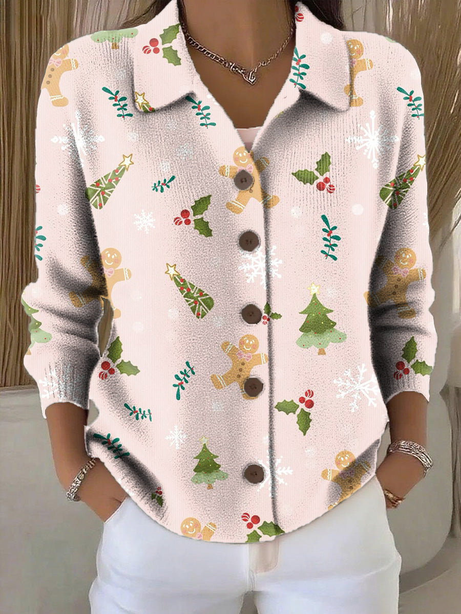 Women's Merry Christmas! Christmas Pattern Painting Art Print Cowl Neck Sweater