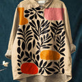 Women's  Flower Art Print Casual Cotton And Linen Shirt