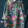 Chemise décontractée en coton et lin à imprimé floral vintage pour femme 