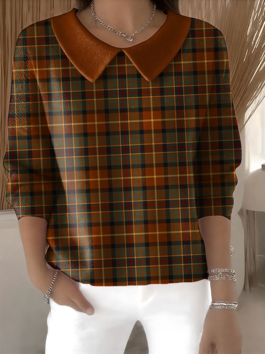 womens-plaid-pattern-art-casual-print-peter-pan-collar-3-4-sleeve-sweater