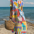 Women's Geometric Pattern Art Print Cotton Dress