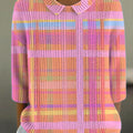 womens-vintage-abstract-plaid-art-print-casual-peter-pan-collar-3-4-sleeve-sweater