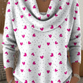 Heart-shaped Decorative Pattern Women's Casual Swing Collar Long Sleeve Sweater