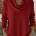 Women's Soft and Elegant Solid Color Ruffled Collar Sweater Top