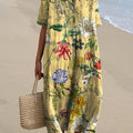 Summer Tropical Floral Art Printed Women's Flowy Dress