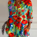 Women's  Flower  Art Print  Casual Cotton Shirt