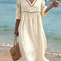 Women's Solid Color Retro Casual Stylish Vacation Cotton Dress