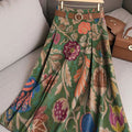 Women's Retro Flowers Pattern Casual Print Cotton Skirt