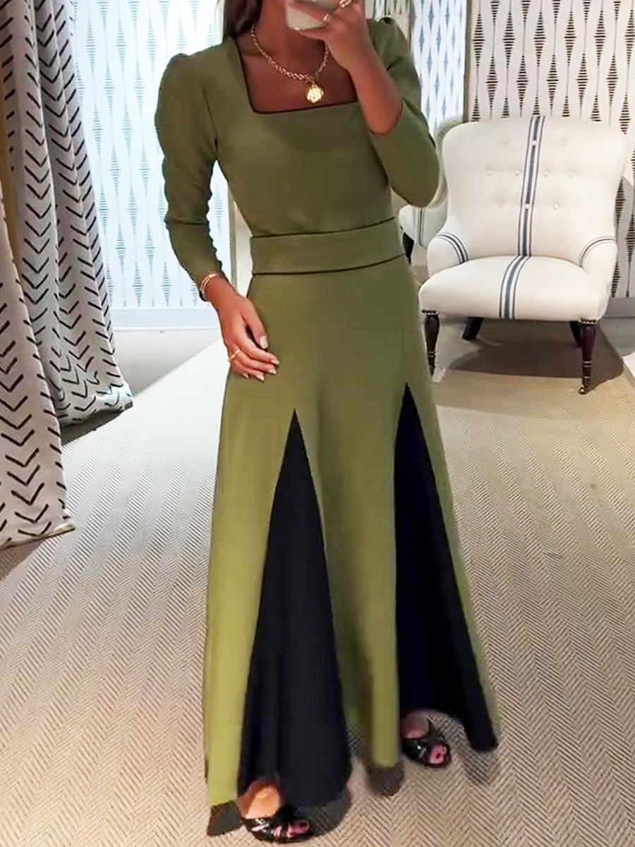 Women's Elegant Artistic Color Block Dress