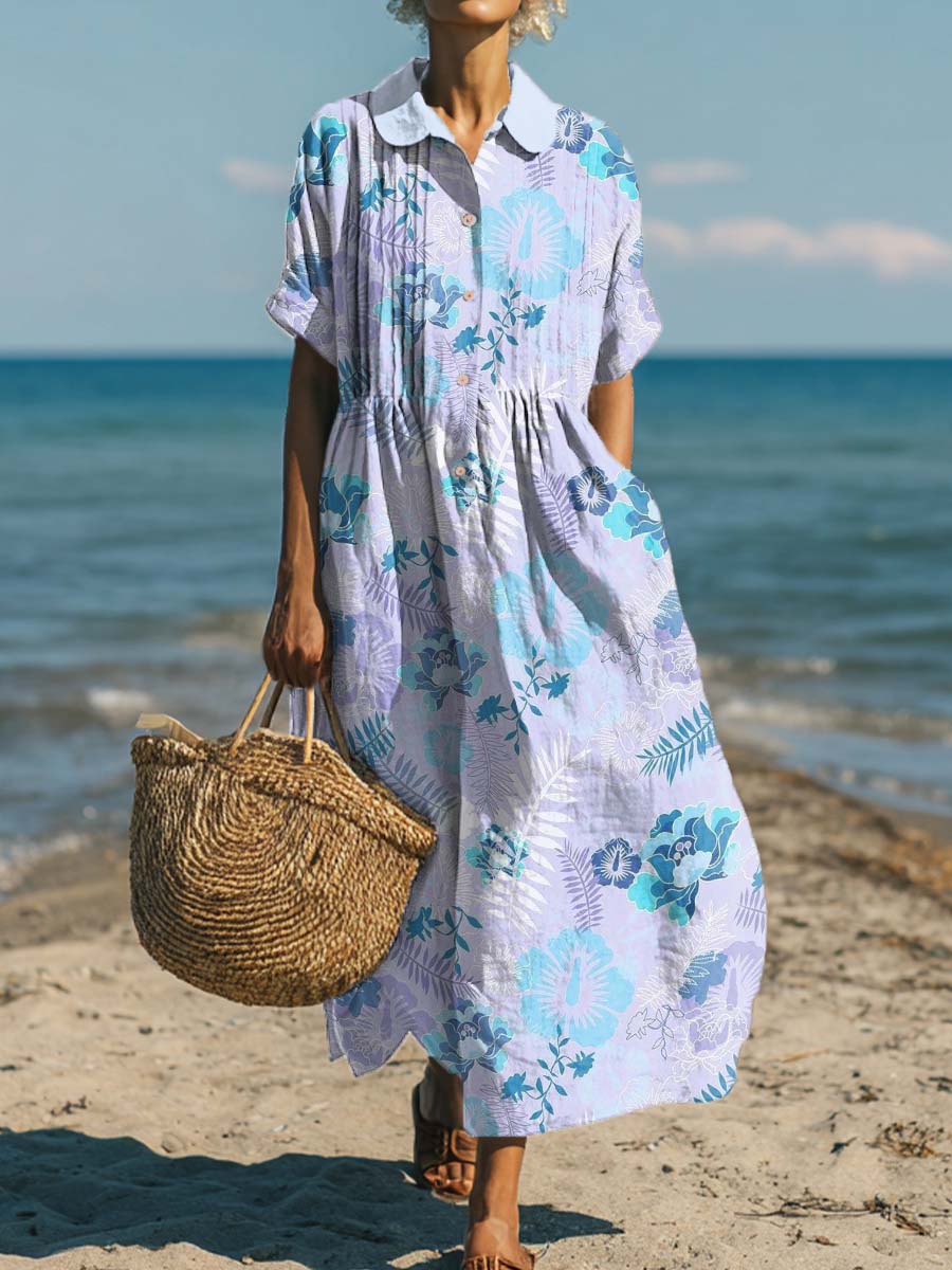 Women's Purple Little Flowers Art Print Dress