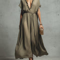 Casual Loose-fitting Linen And Cotton Long Dress