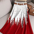 Women's Vintage Christmas Tree Art Print Cotton Skirt