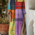 Women's Vintage Abstract Geometric Art Print Casual Dress