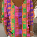 Women's Beautiful Colorful Abstract Stripes Painting Art Print Casual Pullover Sweater