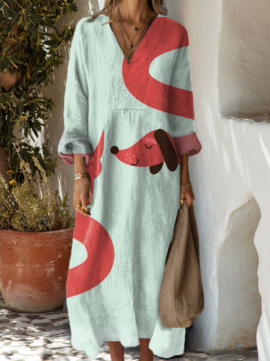 Women's Dachshund Vintage Art Print Dress