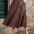 Women's Solid Color High Waist Casual Tweed A-Line Skirt