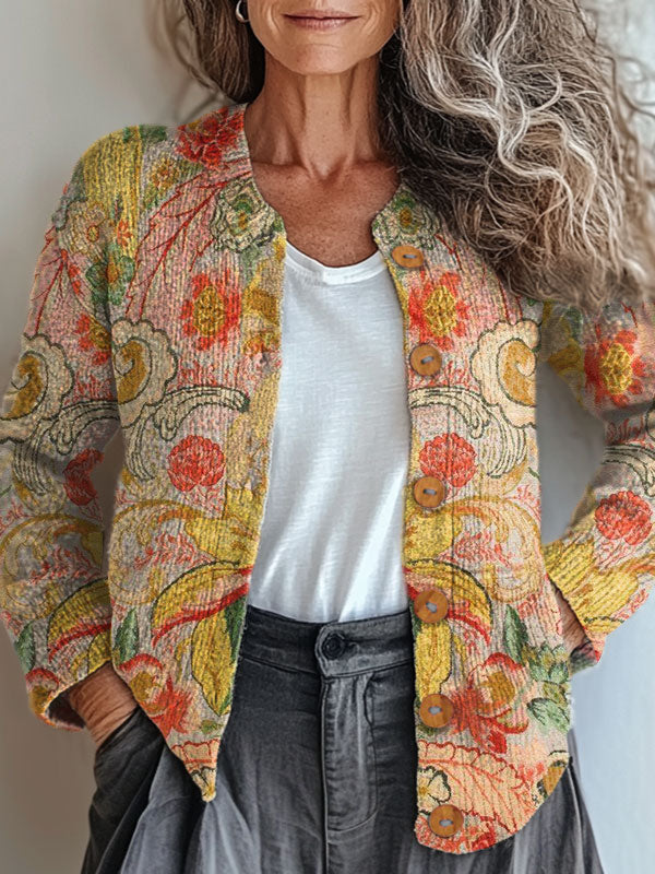 vintage-flower-art-print-buttoned-cardigan-sweater-995d