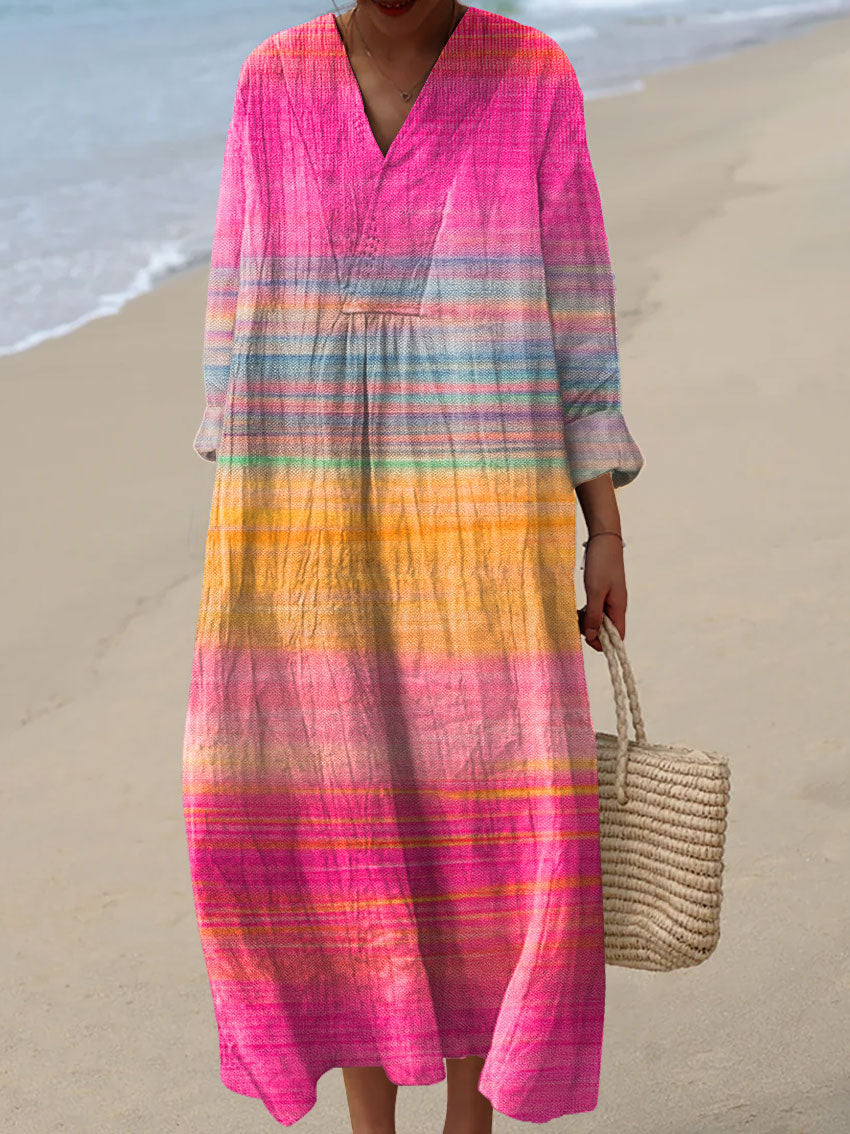 Women's Vintage Gradient Art Print Casual Dress