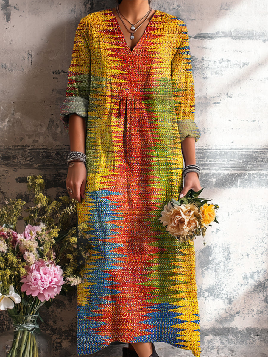 Women's Abstract Multicolor Graffiti Painting Art Print Dress