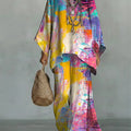Women's Vintage Art Comfortable Loose Cotton Linen Wide-leg Pants Two-piece Set