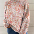 womens-vintage-art-orange-flower-print-knit-turtleneck-pullover-sweater