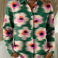 Women's Flowers Gradient Pattern Print Cowl Neck Sweater