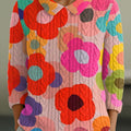 womens-vintage-flower-art-print-casual-peter-pan-collar-3-4-sleeve-sweater