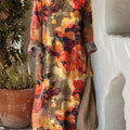 Women's Vintage Leaves Art Print Cotton Dress