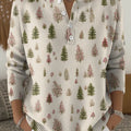 Christmas Tree Print Buttoned Cardigan Sweater