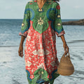 Women's Vintage Lovely Floral Art Print Cotton Dress