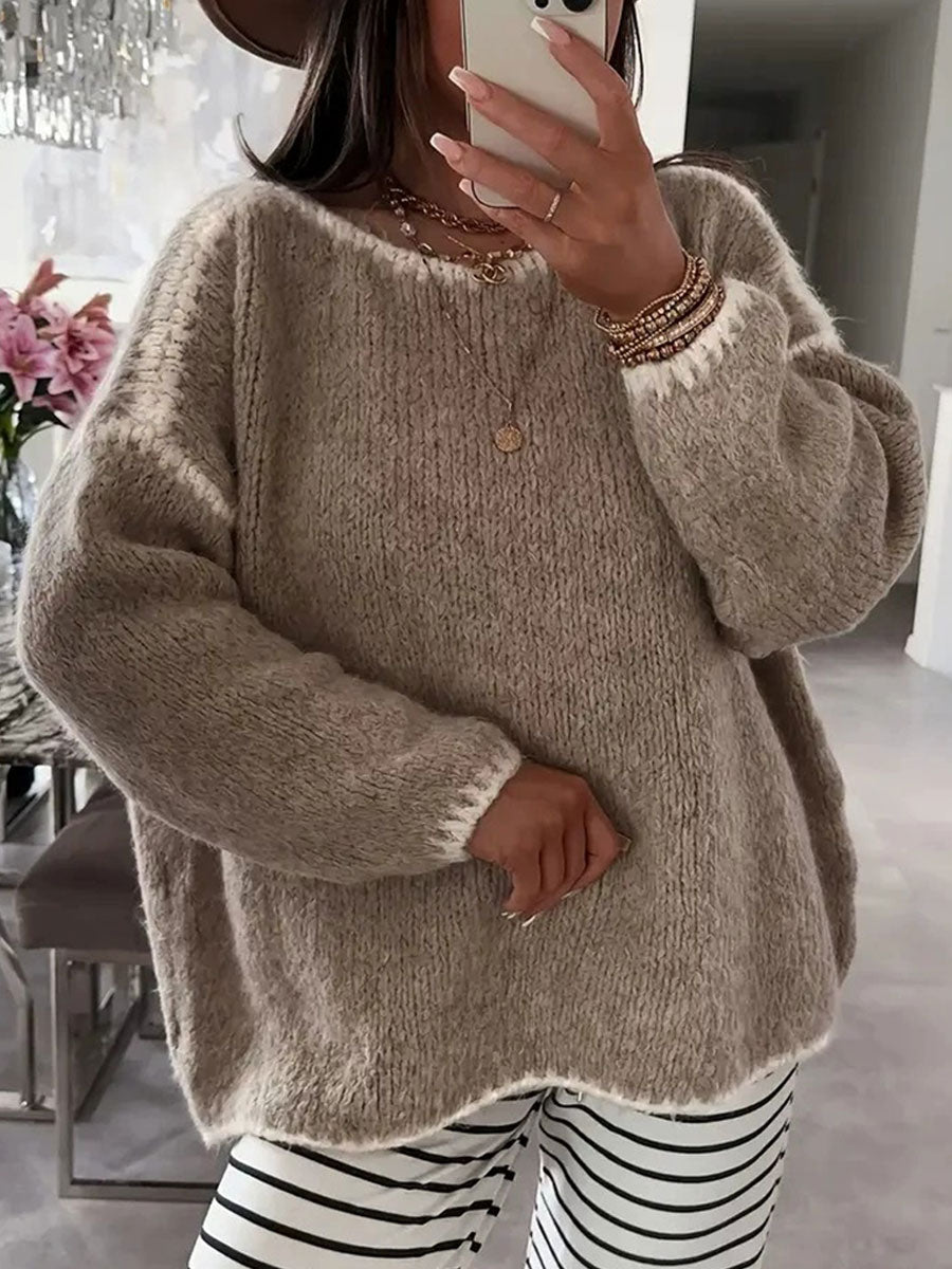 womens-contrast-color-casual-crew-neck-sweater