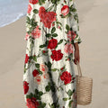 Women's Vintage Lovely Floral Art Print Cotton Dress