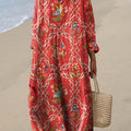 Robe en coton à imprimé floral vintage pour femme