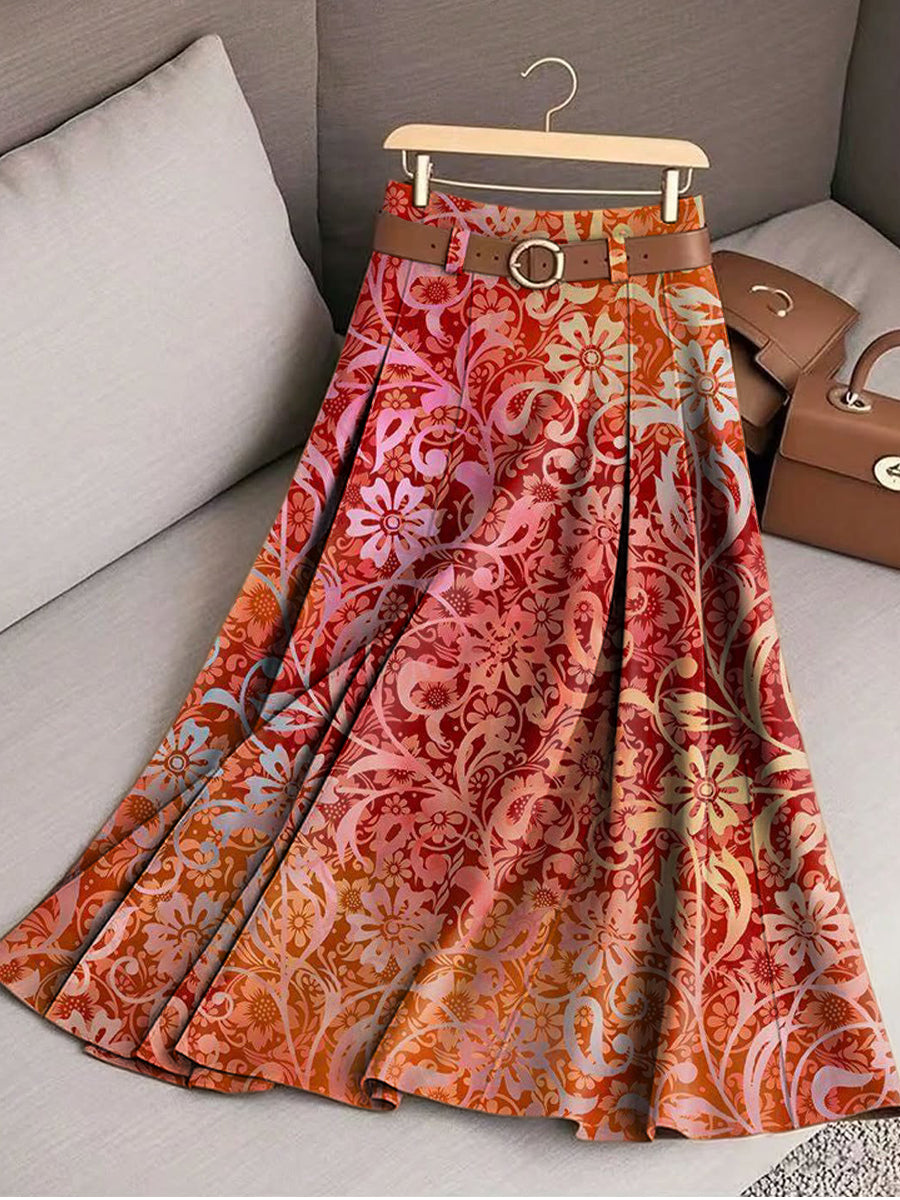 Women's Beautiful Abstract Floral Art Print Cotton Skirt