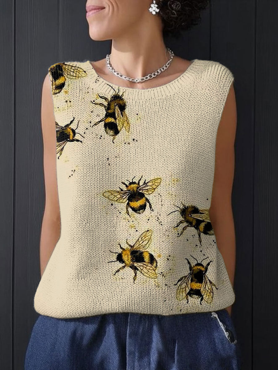 Women's Funny Bee  Art Print Casual Summer Knitting Top