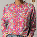 T-shirt décontracté en coton à imprimé floral vintage pour femme 