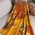 Women's Beautiful Abstract Floral Painting Art Print Cotton Skirt