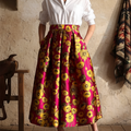 Jupe plissée vintage à imprimé floral pour femme