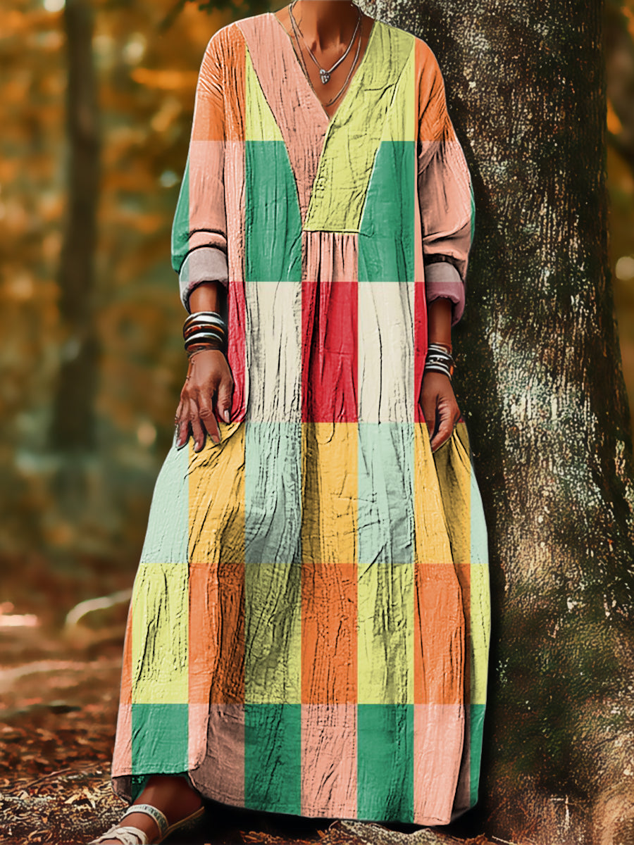 Women's Abstract Colorful Geometric Stripes Painting Art Print Dress