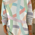 Women's Chaotic Colored Lines Prints Casual Pullover Sweater