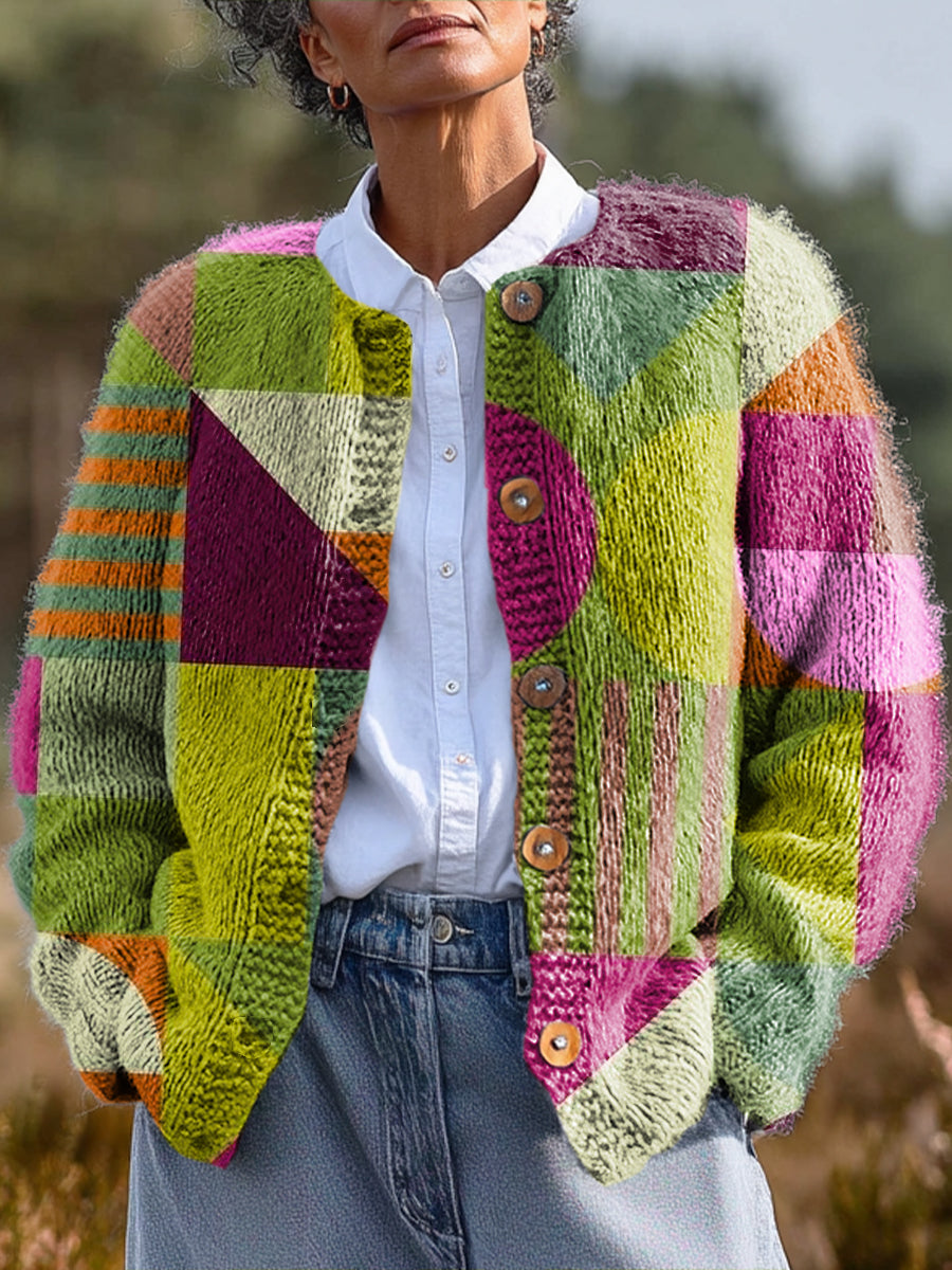 colorful-abstract-geometric-color-block-painting-art-print-buttoned-cardigan-sweater