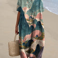 Beautiful Clouds and Mountains Landscape Decorative Pattern Flowy Dress