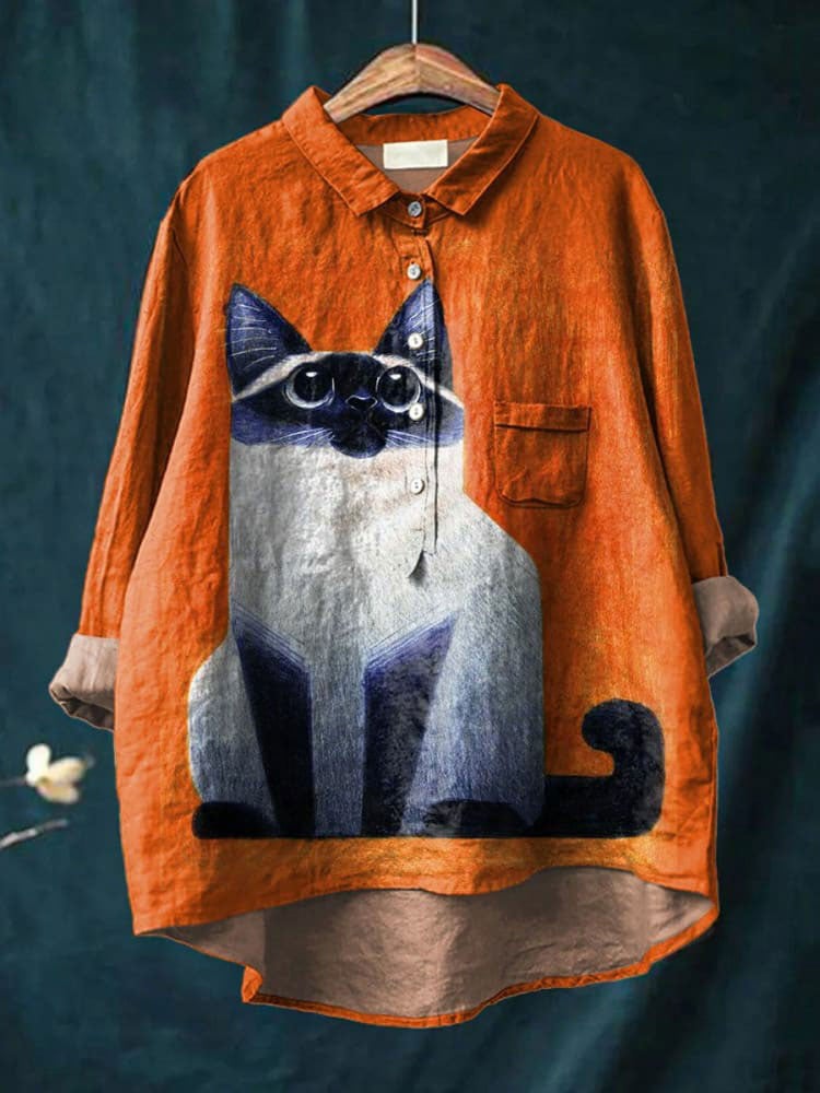 Women's Cat Print Casual Shirt