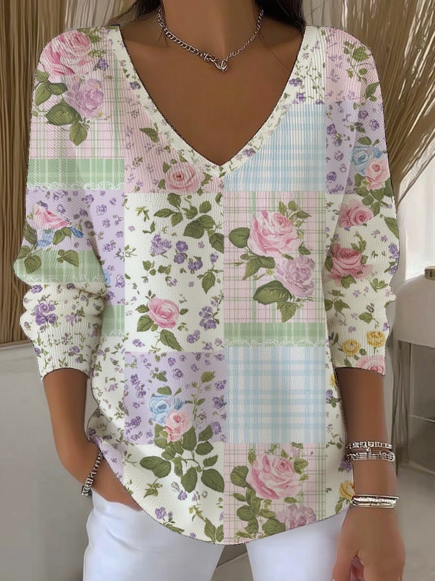 womens-vintage-flower-art-print-casual-pullover-sweater-9jm0